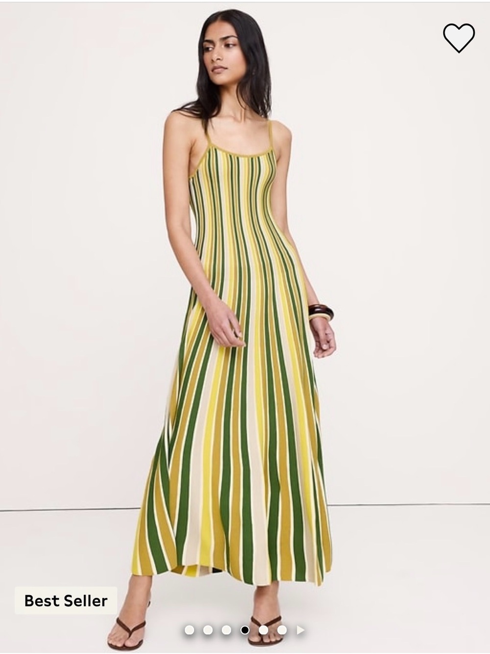 Banana Republic Yellow, Green & Cream Striped Maxi Dress